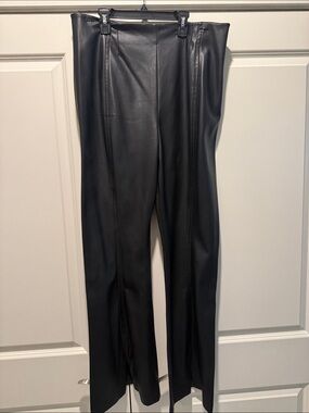 Free People Black Faux Leather Boot Cut Pants